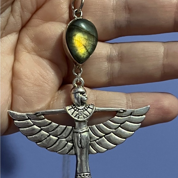 COPY - Egyptian goddess isis necklace, gothic winged goddess jewelry gift - Picture 7 of 7